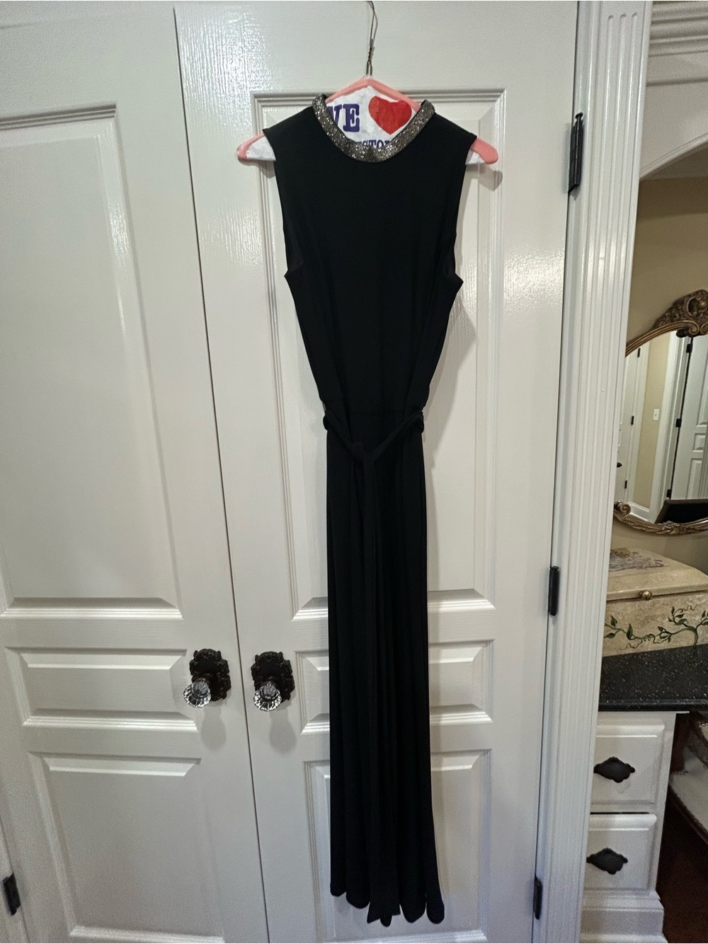 Tommy Hilfiger Black Sleeveless jumpsuit with Beaded Collar